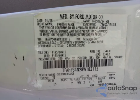 2008 Ford Focus S/Se from USA, damaged, VIN 1FAHP34N28W183115